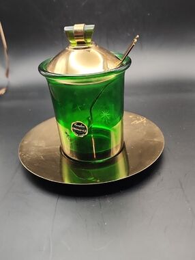 Estate Cavalier Emerald Glo Star Burst Paden City Mustard /Marmalade Jar & Bonus